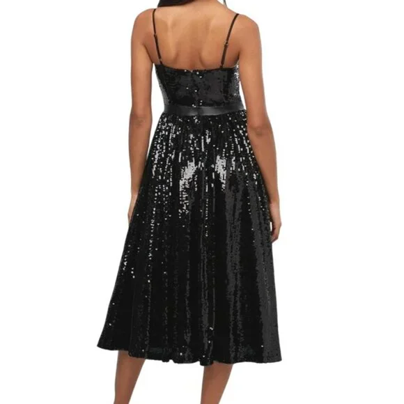 We Wore What Womens Sequin Mini Dress Black Midi Size 2 New - Picture 3 of 3